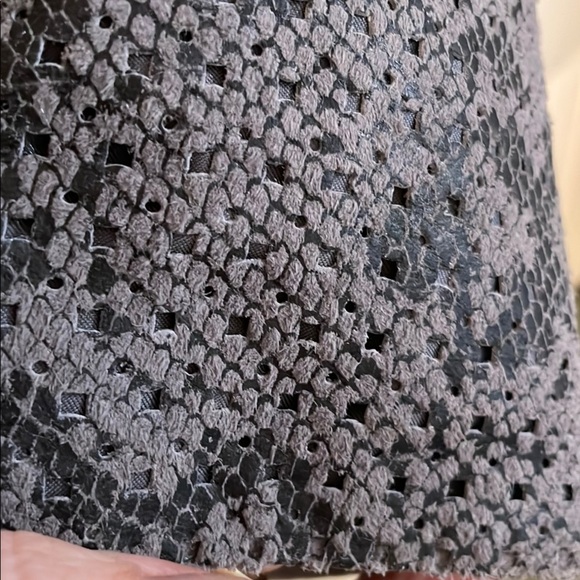 Carlos Falchi Gray Snake Print Perforated Leather Tie Front Suede Jacket - Picture 5 of 12